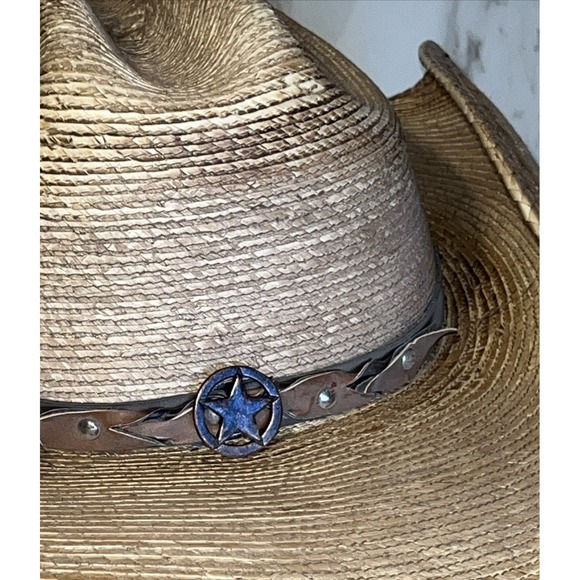 Other - Summit Hats Straw Cowboy Hat Western Palm Leaf Style Leather Band Chin Strap